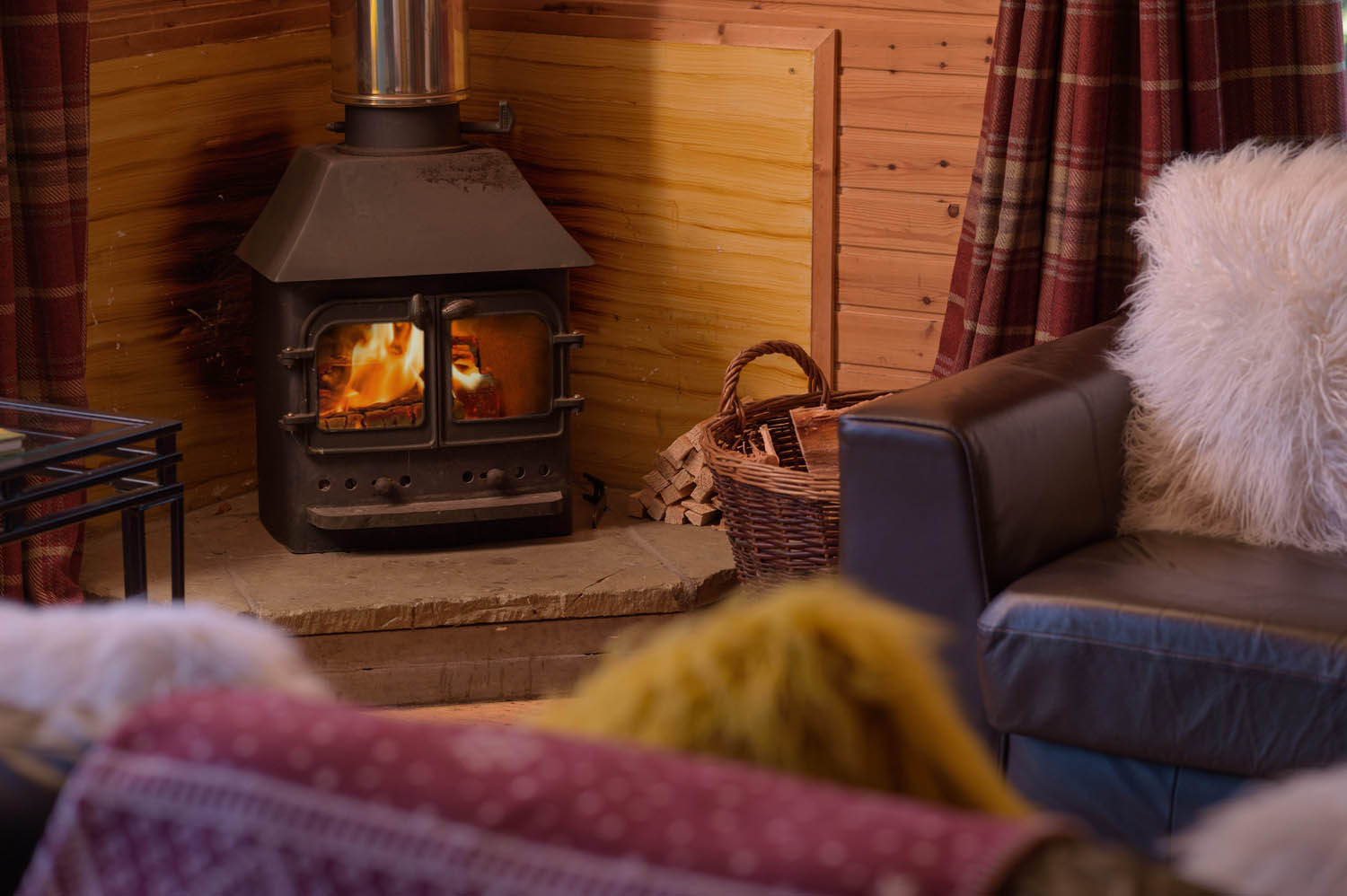 Holiday lodge with woodburner in Scotland | Woodend of Glassel